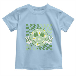 Retro Groovy Shamrock Smile Face St Patricks Day Toddler T Shirt TS10 Light Blue Print Your Wear