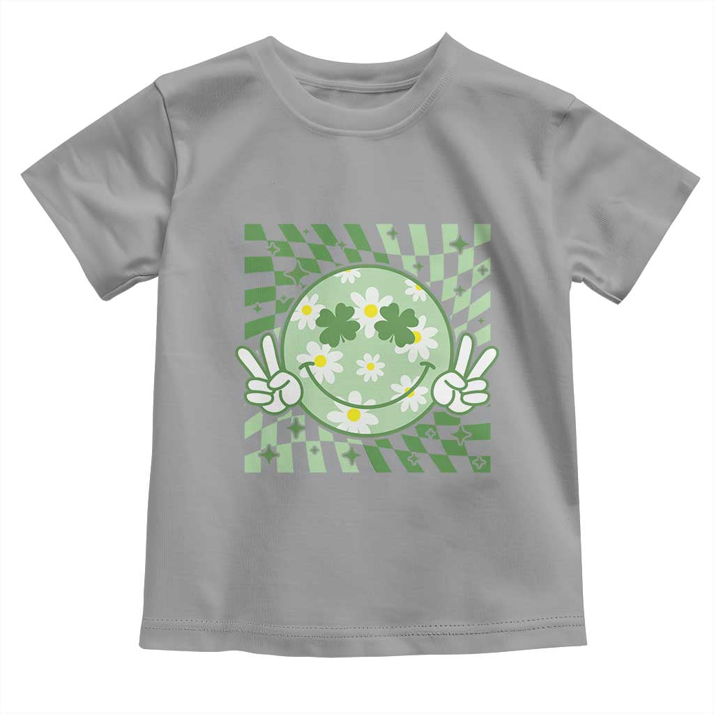 Retro Groovy Shamrock Smile Face St Patricks Day Toddler T Shirt TS10 Sport Gray Print Your Wear