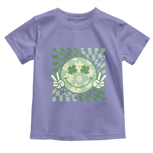Retro Groovy Shamrock Smile Face St Patricks Day Toddler T Shirt TS10 Violet Print Your Wear