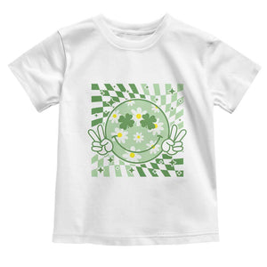 Retro Groovy Shamrock Smile Face St Patricks Day Toddler T Shirt TS10 White Print Your Wear