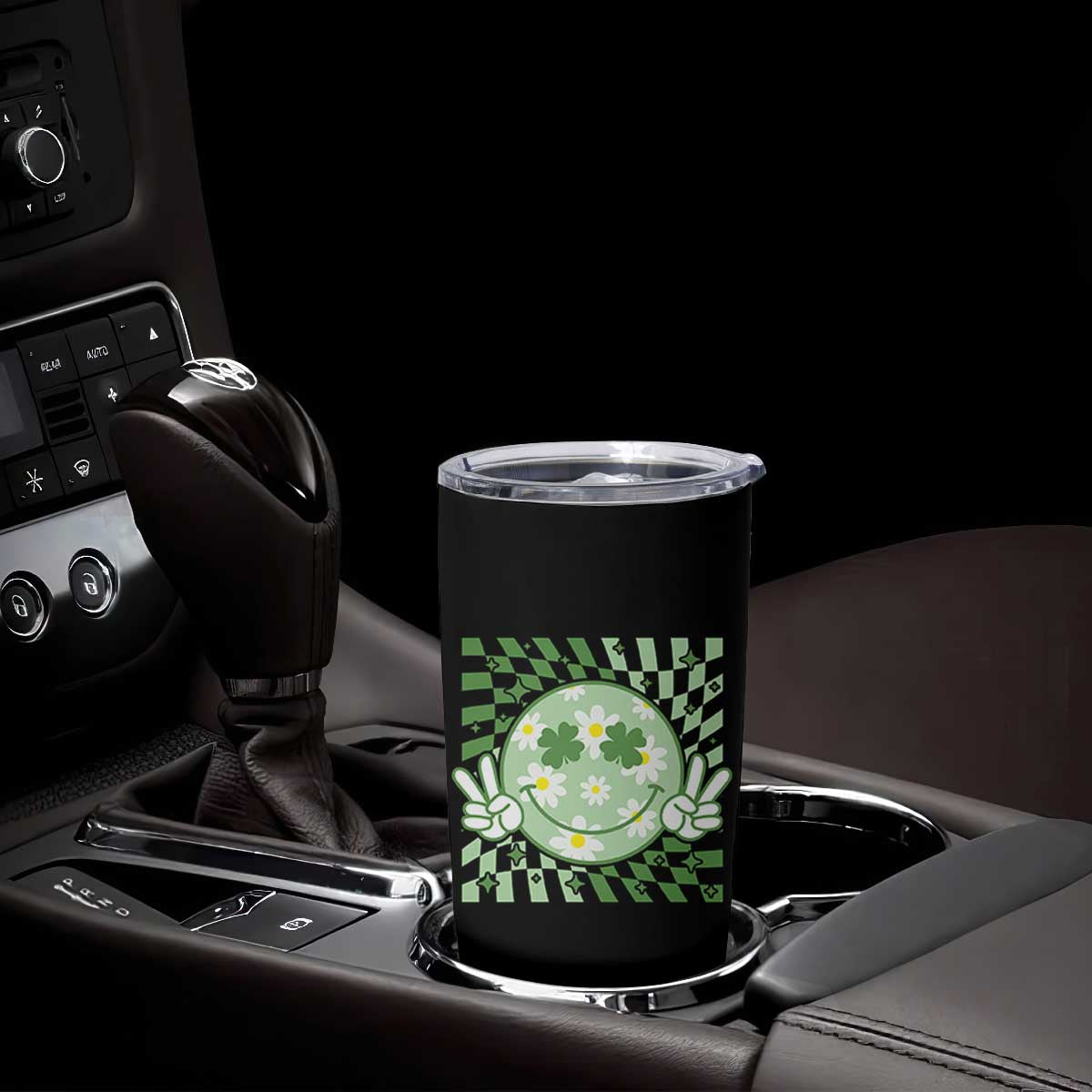 Retro Groovy Shamrock Smile Face St Patricks Day Tumbler Cup TS10 Print Your Wear