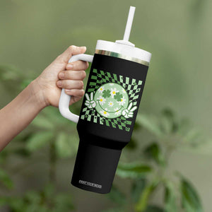 Retro Groovy Shamrock Smile Face St Patricks Day Tumbler With Handle TS10 Print Your Wear
