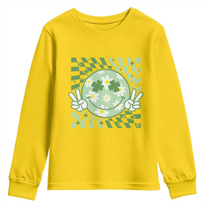 Retro Groovy Shamrock Smile Face St Patricks Day Youth Sweatshirt TS10 Daisy Print Your Wear