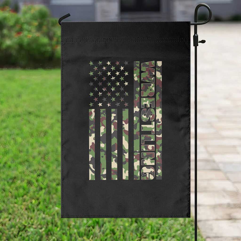 Wrestling American Flag Camo Wrestler Garden Flag TS10 Print Your Wear