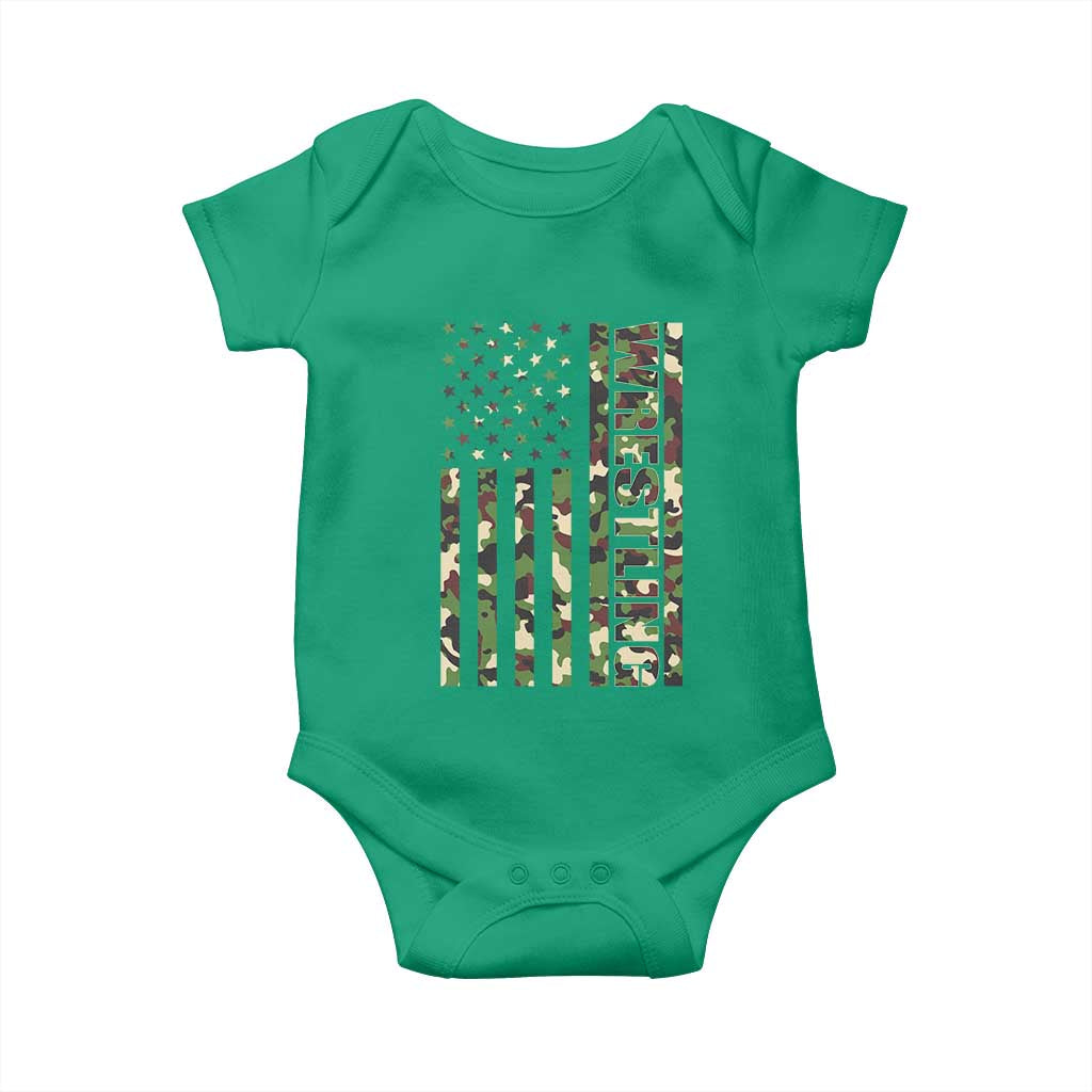 Wrestling American Flag Camo Wrestler Baby Onesie TS10 Irish Green Print Your Wear
