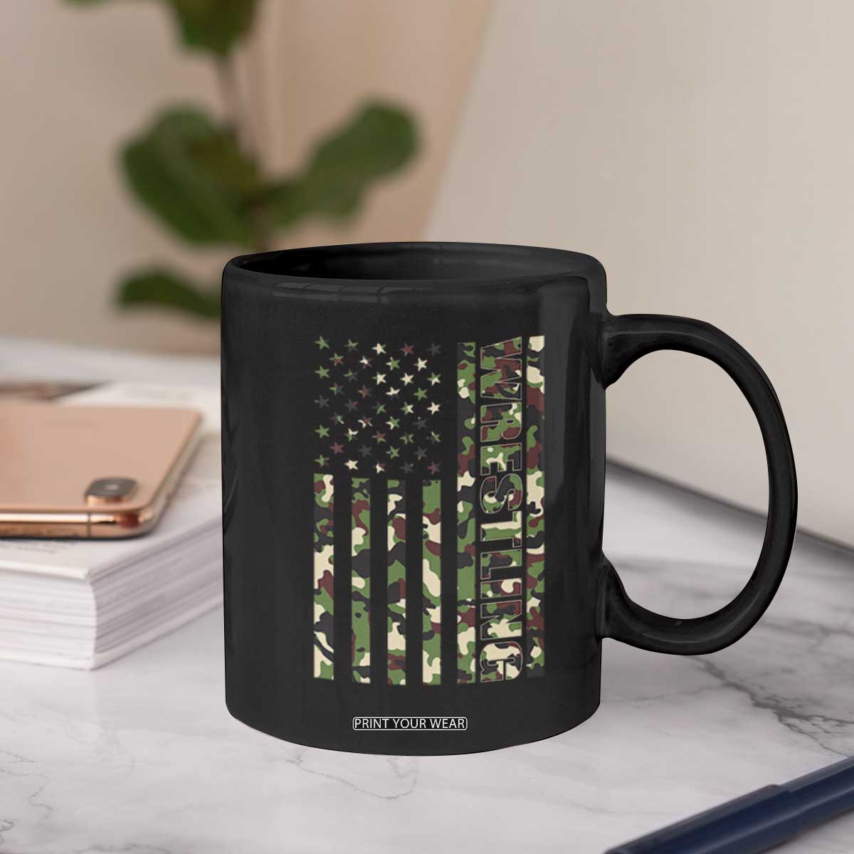 Wrestling American Flag Camo Wrestler Coffee Mug TS10 Print Your Wear