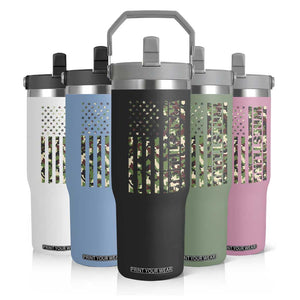 Wrestling American Flag Camo Wrestler Flip Straw Tumbler TS10 Print Your Wear