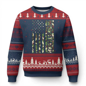 Wrestling American Flag Camo Wrestler Ugly Christmas Sweater TS10 Navy Red Print Your Wear