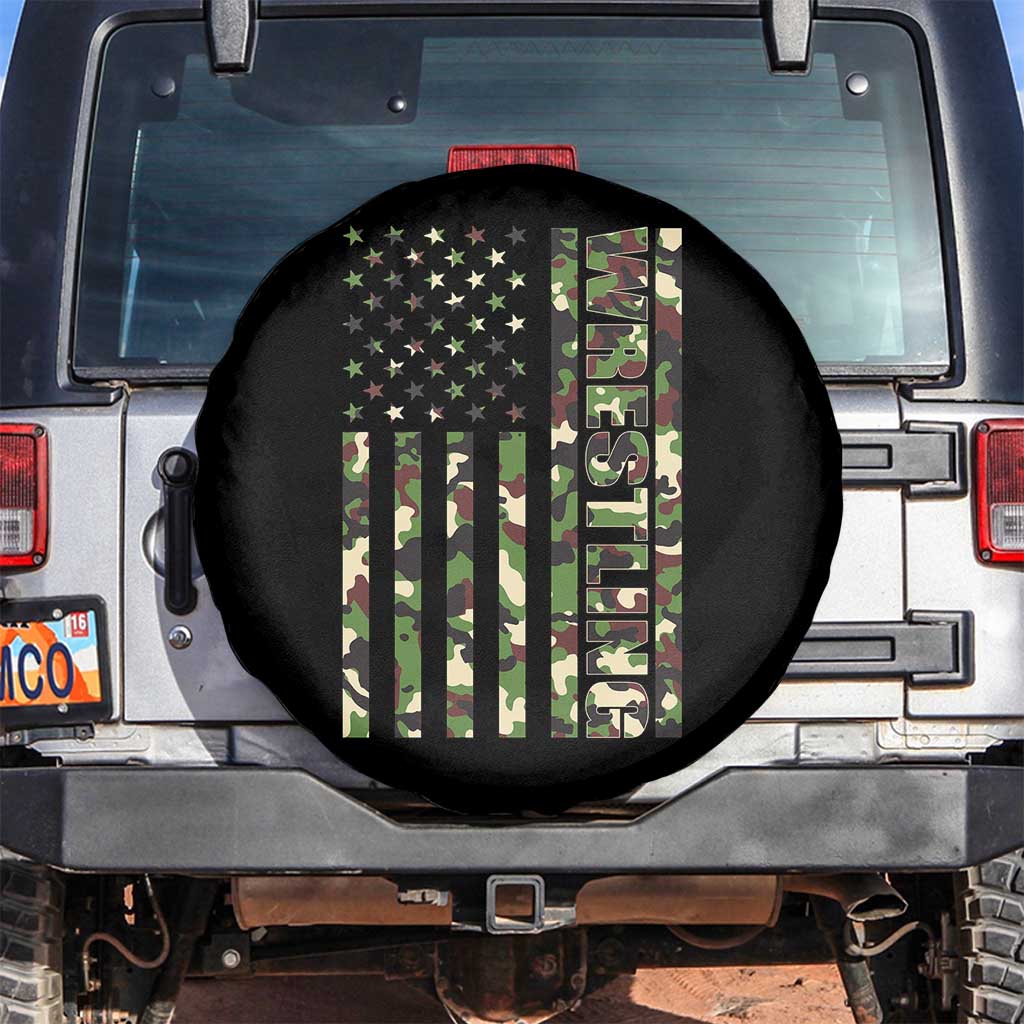 Wrestling American Flag Camo Wrestler Spare Tire Cover TS10 No hole Black Print Your Wear
