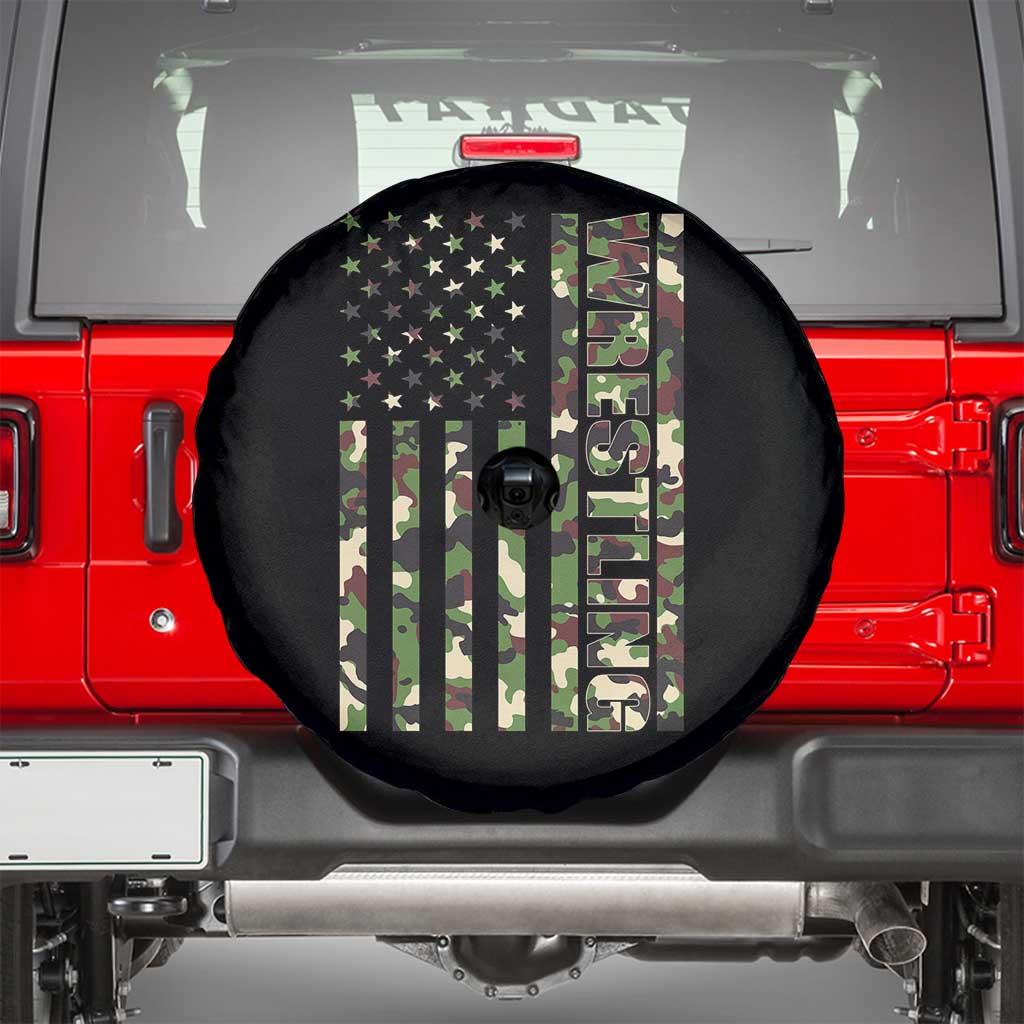 Wrestling American Flag Camo Wrestler Spare Tire Cover TS10 Black Print Your Wear