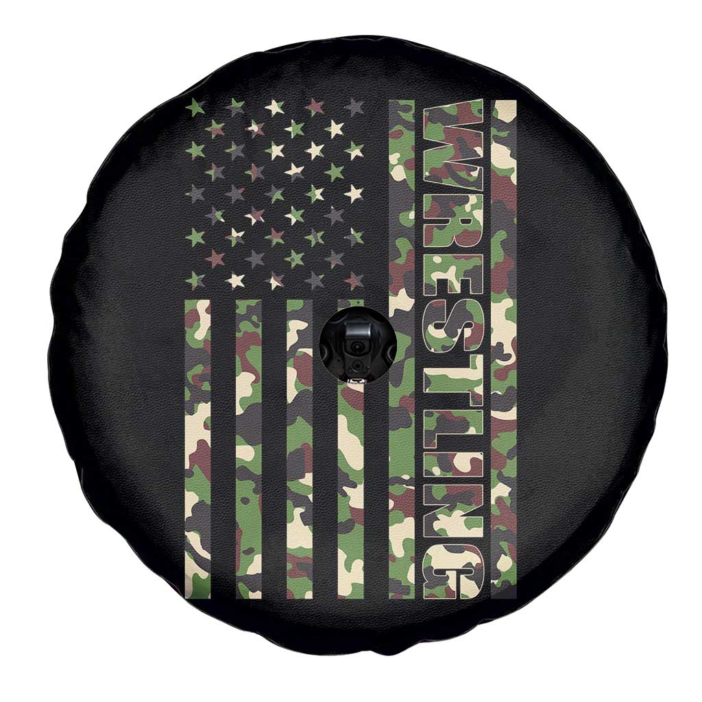 Wrestling American Flag Camo Wrestler Spare Tire Cover TS10 Print Your Wear