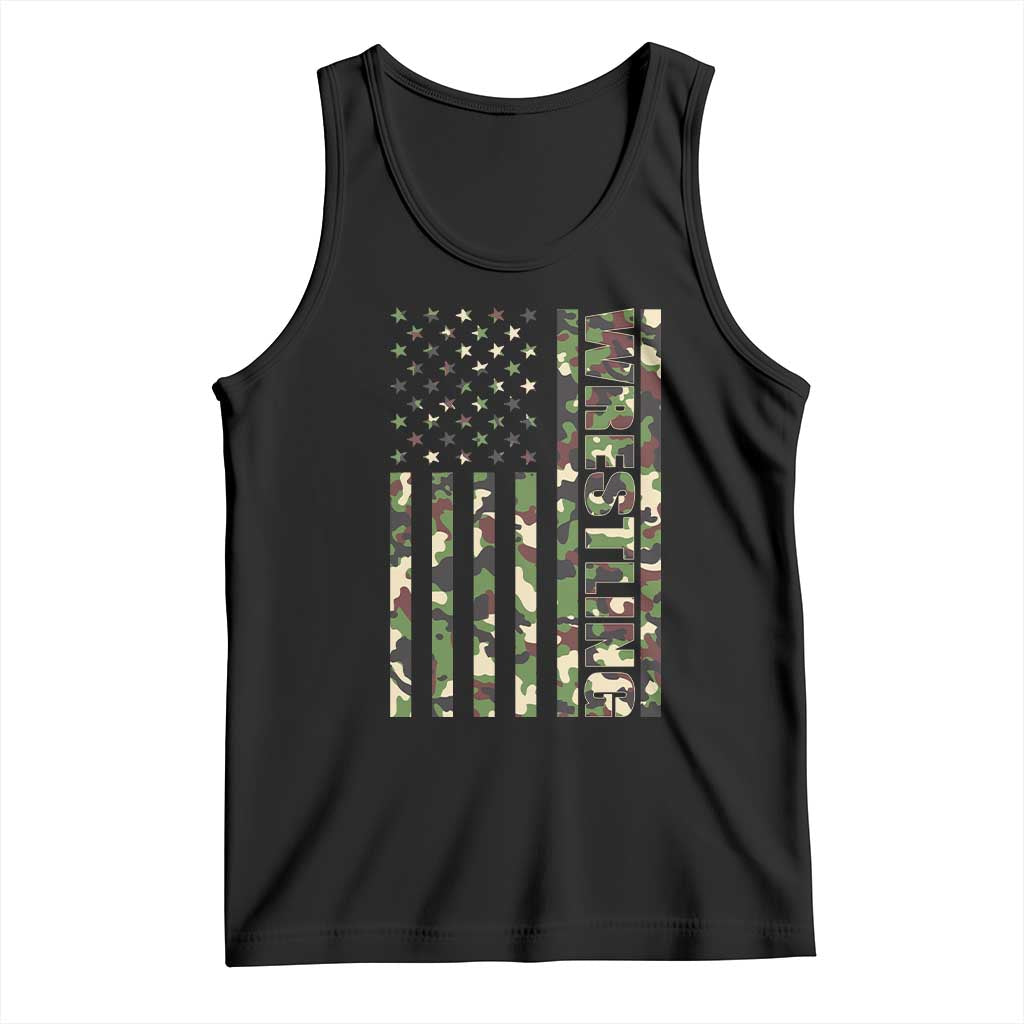 Wrestling American Flag Camo Wrestler Tank Top TS10 Black Print Your Wear