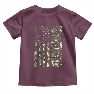 Wrestling American Flag Camo Wrestler Toddler T Shirt TS10 Maroon Print Your Wear