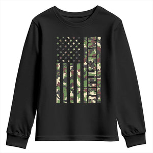 Wrestling American Flag Camo Wrestler Youth Sweatshirt TS10 Black Print Your Wear