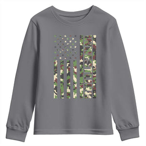 Wrestling American Flag Camo Wrestler Youth Sweatshirt TS10 Charcoal Print Your Wear