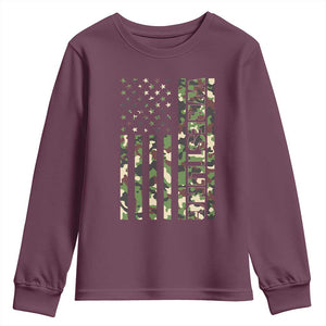 Wrestling American Flag Camo Wrestler Youth Sweatshirt TS10 Maroon Print Your Wear