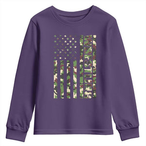 Wrestling American Flag Camo Wrestler Youth Sweatshirt TS10 Purple Print Your Wear