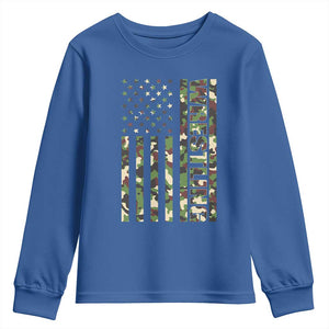 Wrestling American Flag Camo Wrestler Youth Sweatshirt TS10 Royal Blue Print Your Wear