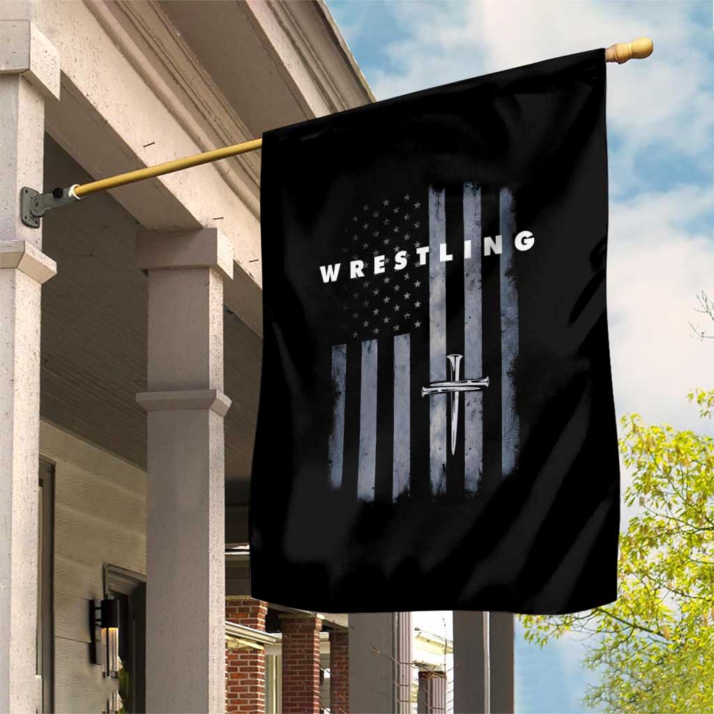 Christian Wrestling Garden Flag Wrestler Faith Strength US USA Flag Christ Cross TS10 Print Your Wear