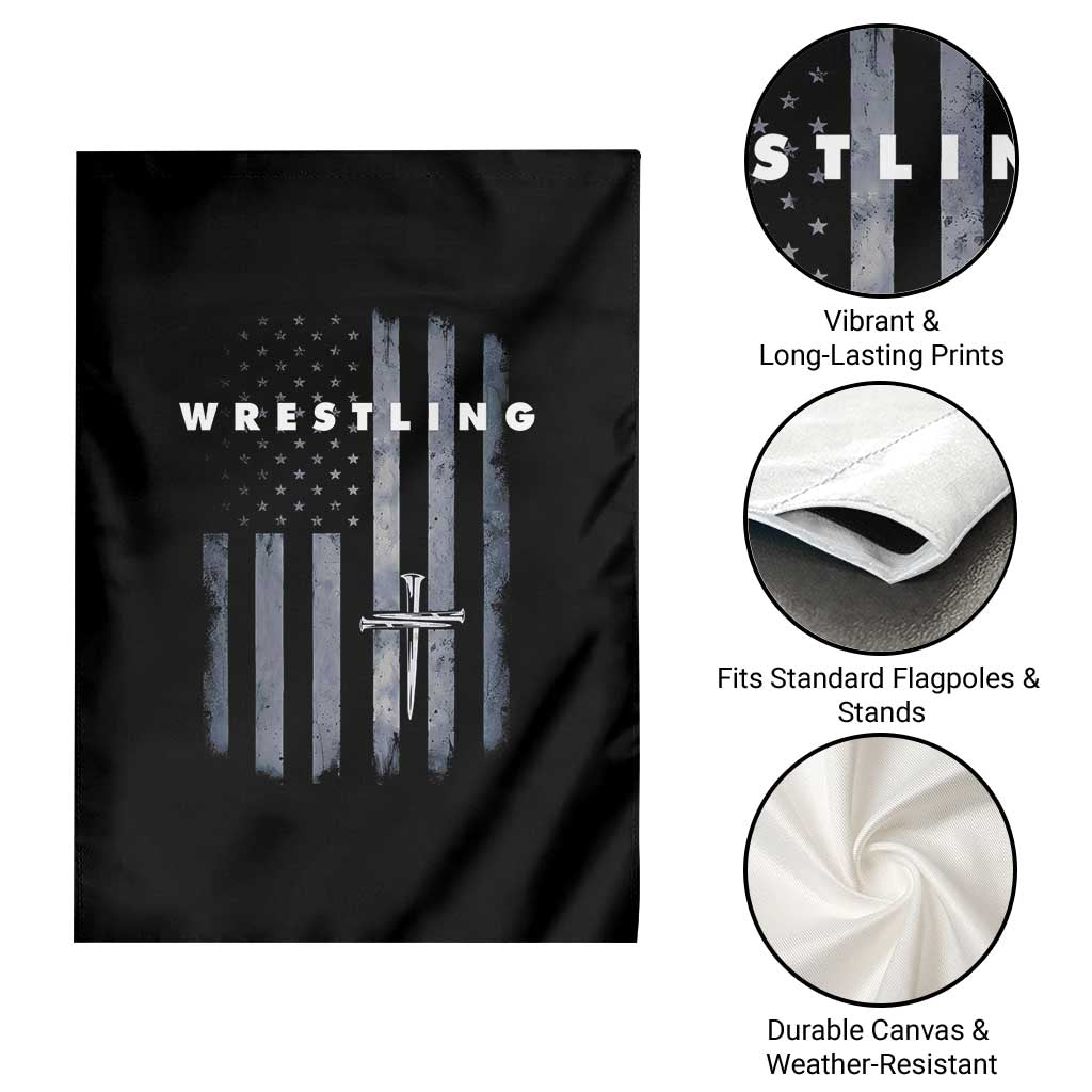 Christian Wrestling Garden Flag Wrestler Faith Strength US USA Flag Christ Cross TS10 Print Your Wear