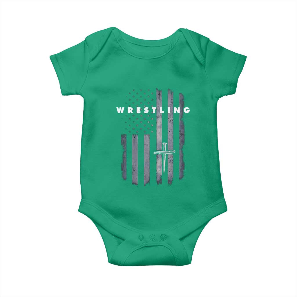 Christian Wrestling Baby Onesie Wrestler Faith Strength US USA Flag Christ Cross TS10 Irish Green Print Your Wear