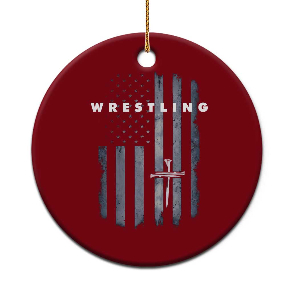 Christian Wrestling Ceramic Ornament Wrestler Faith Strength US USA Flag Christ Cross TS10 1pc Red Print Your Wear
