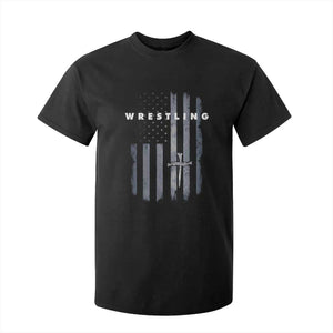 Christian Wrestling T Shirt For Kid Wrestler Faith Strength US USA Flag Christ Cross TS10 Black Print Your Wear