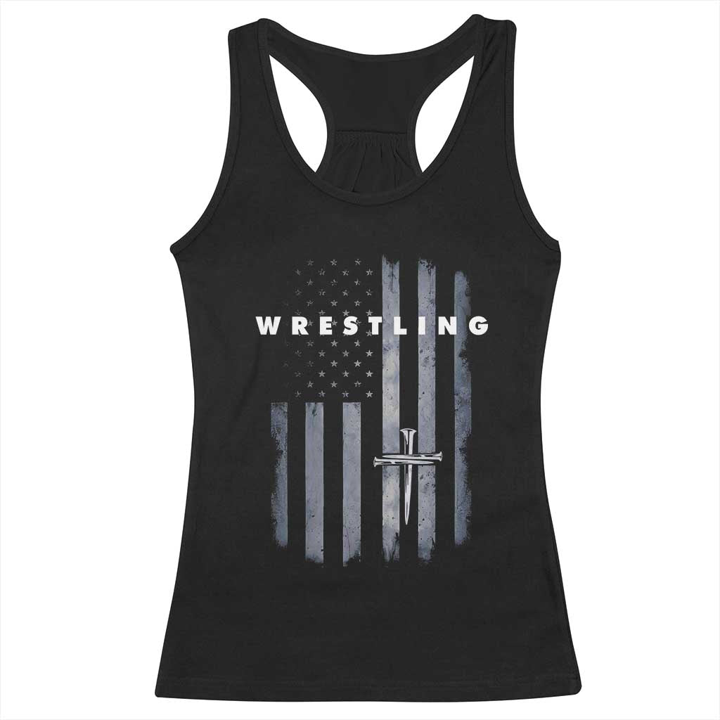 Christian Wrestling Racerback Tank Top Wrestler Faith Strength US USA Flag Christ Cross TS10 Black Print Your Wear