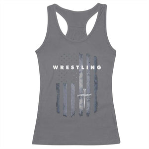 Christian Wrestling Racerback Tank Top Wrestler Faith Strength US USA Flag Christ Cross TS10 Charcoal Print Your Wear