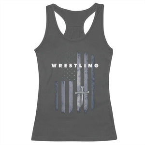 Christian Wrestling Racerback Tank Top Wrestler Faith Strength US USA Flag Christ Cross TS10 Dark Heather Print Your Wear
