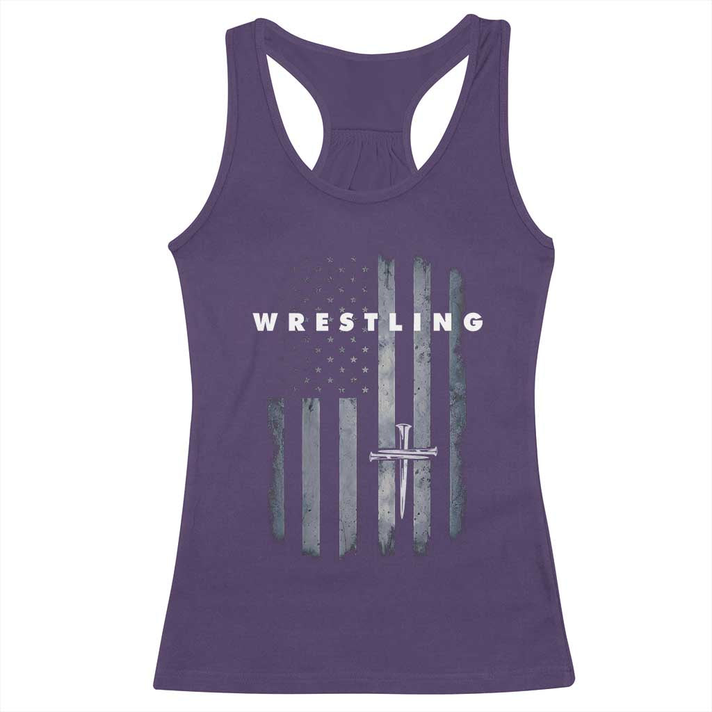 Christian Wrestling Racerback Tank Top Wrestler Faith Strength US USA Flag Christ Cross TS10 Purple Print Your Wear