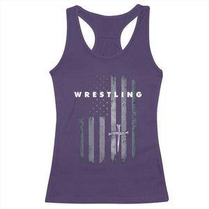 Christian Wrestling Racerback Tank Top Wrestler Faith Strength US USA Flag Christ Cross TS10 Purple Print Your Wear