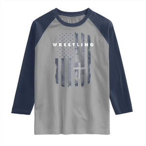Christian Wrestling Raglan Shirt Wrestler Faith Strength US USA Flag Christ Cross TS10 Sport Gray Navy Print Your Wear