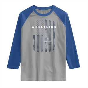 Christian Wrestling Raglan Shirt Wrestler Faith Strength US USA Flag Christ Cross TS10 Sport Gray Royal Print Your Wear