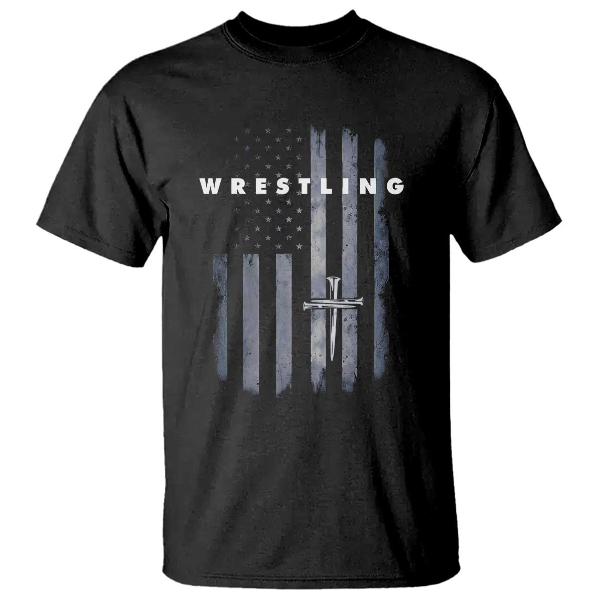 Christian Wrestling T Shirt Wrestler Faith Strength US USA Flag Christ Cross TS10 Black Print Your Wear