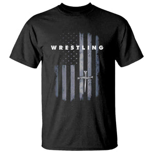 Christian Wrestling T Shirt Wrestler Faith Strength US USA Flag Christ Cross TS10 Black Print Your Wear