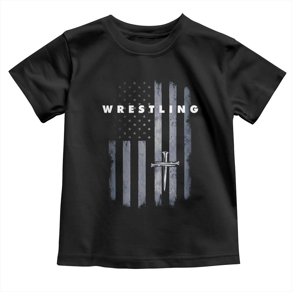 Christian Wrestling Toddler T Shirt Wrestler Faith Strength US USA Flag Christ Cross TS10 Black Print Your Wear