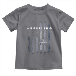 Christian Wrestling Toddler T Shirt Wrestler Faith Strength US USA Flag Christ Cross TS10 Charcoal Print Your Wear