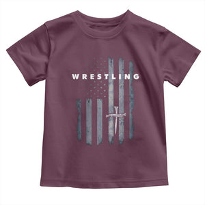 Christian Wrestling Toddler T Shirt Wrestler Faith Strength US USA Flag Christ Cross TS10 Maroon Print Your Wear