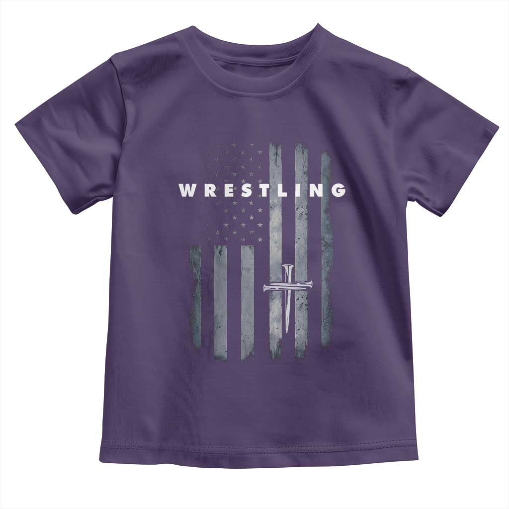 Christian Wrestling Toddler T Shirt Wrestler Faith Strength US USA Flag Christ Cross TS10 Purple Print Your Wear