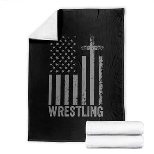 Faith Wrestling Throw Blanket Christian Wrestler American Flag Cross TS10 Black Print Your Wear