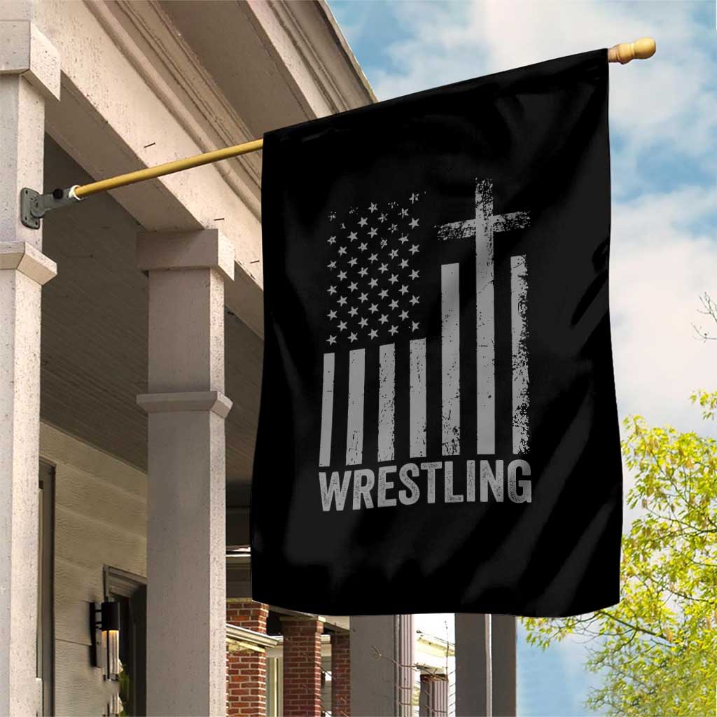 Faith Wrestling Garden Flag Christian Wrestler American Flag Cross TS10 Print Your Wear