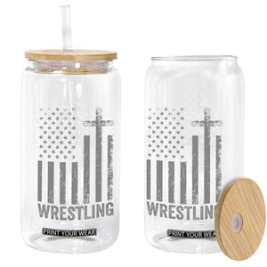 Faith Wrestling Glass Can Christian Wrestler American Flag Cross TS10 Print Your Wear