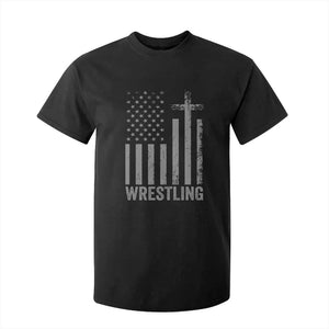 Faith Wrestling T Shirt For Kid Christian Wrestler American Flag Cross TS10 Black Print Your Wear