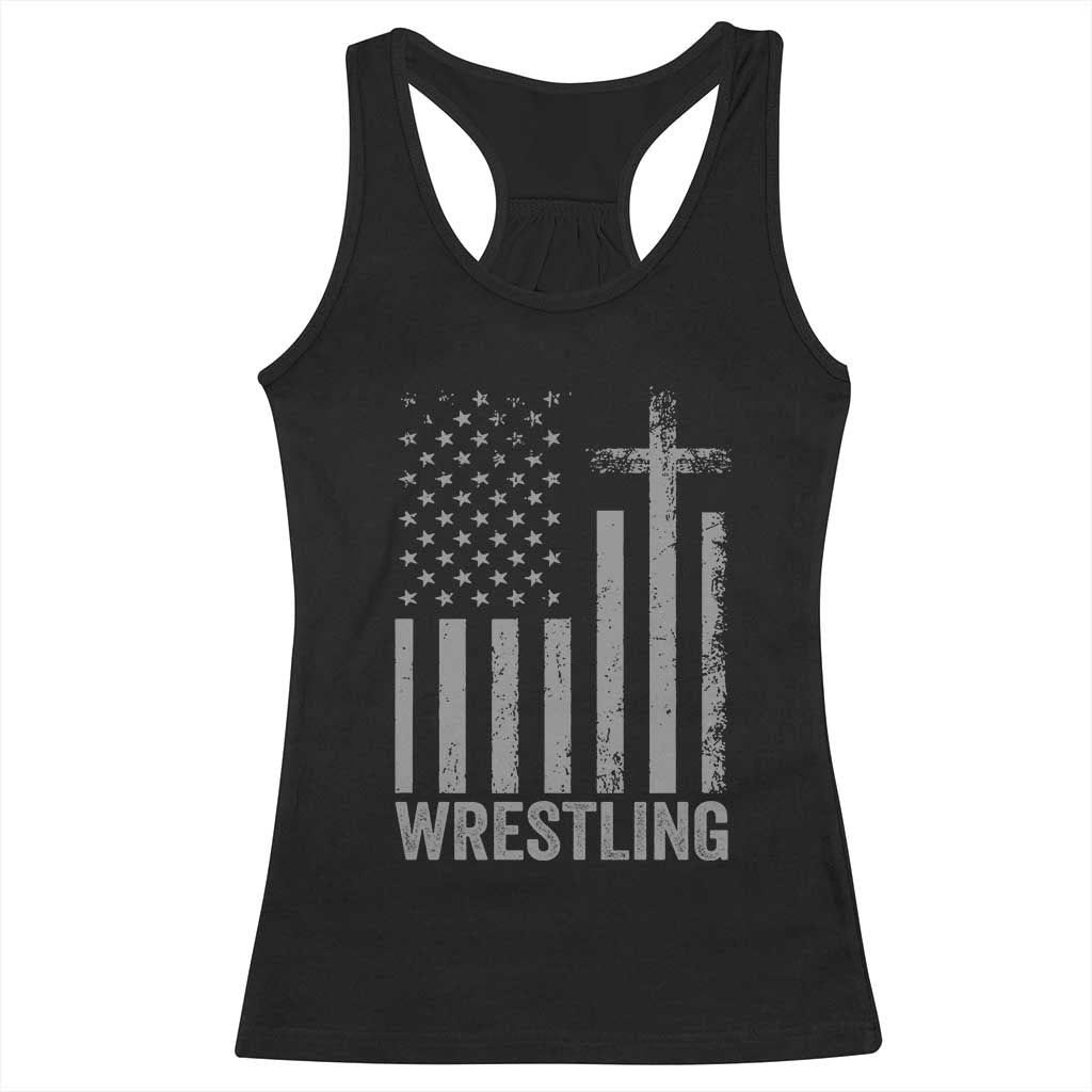Faith Wrestling Racerback Tank Top Christian Wrestler American Flag Cross TS10 Black Print Your Wear