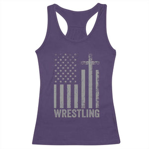 Faith Wrestling Racerback Tank Top Christian Wrestler American Flag Cross TS10 Purple Print Your Wear
