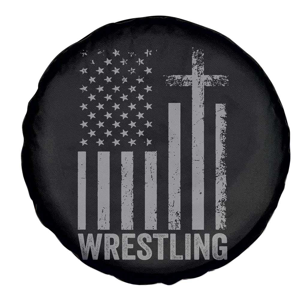 Faith Wrestling Spare Tire Cover Christian Wrestler American Flag Cross TS10 Print Your Wear