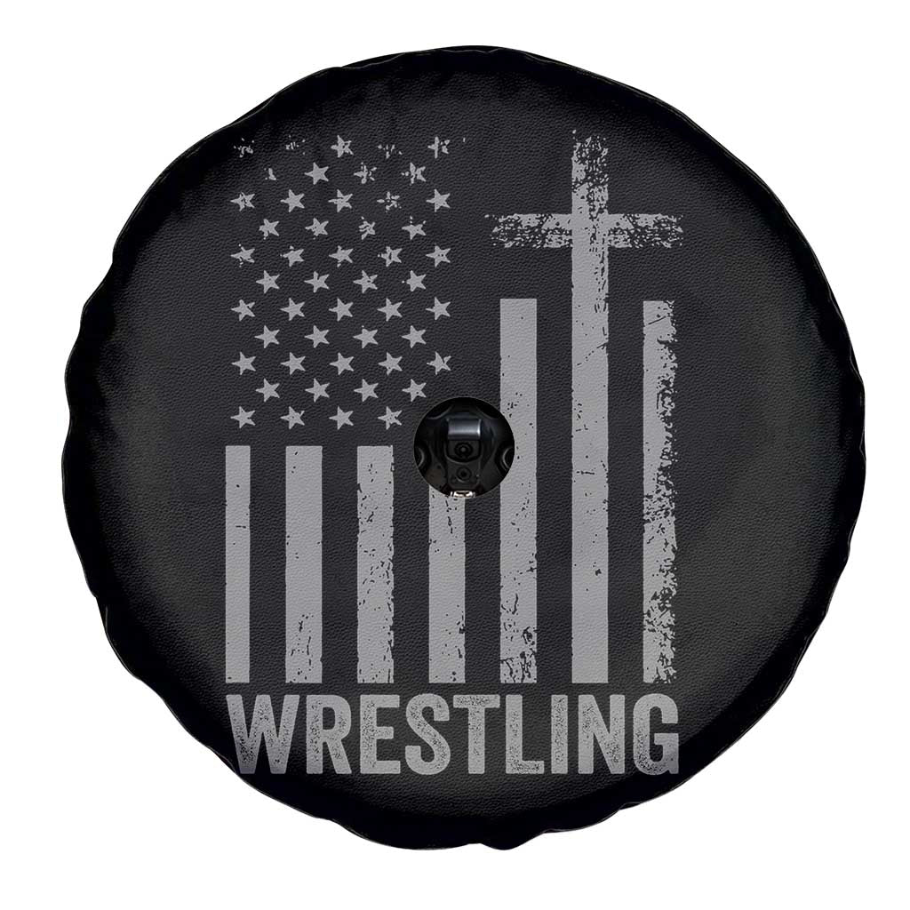Faith Wrestling Spare Tire Cover Christian Wrestler American Flag Cross TS10 Print Your Wear