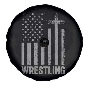 Faith Wrestling Spare Tire Cover Christian Wrestler American Flag Cross TS10 Print Your Wear