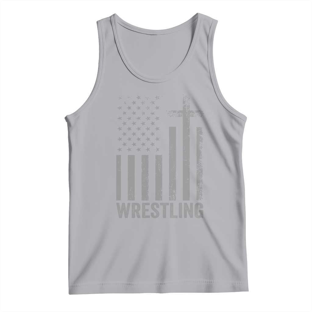 Faith Wrestling Tank Top Christian Wrestler American Flag Cross TS10 Athletic Heather Print Your Wear
